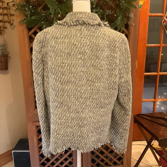 Santorelli Italy Purple Tweed Fringe Jacket Blazer Made in Italy Size 16 - Picture 5 of 6